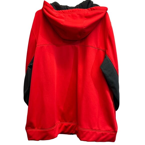 Russell Red Hooded Jacket 2XL Polyester Mens Full Zip Front Pockets Drawstring - Picture 2 of 4